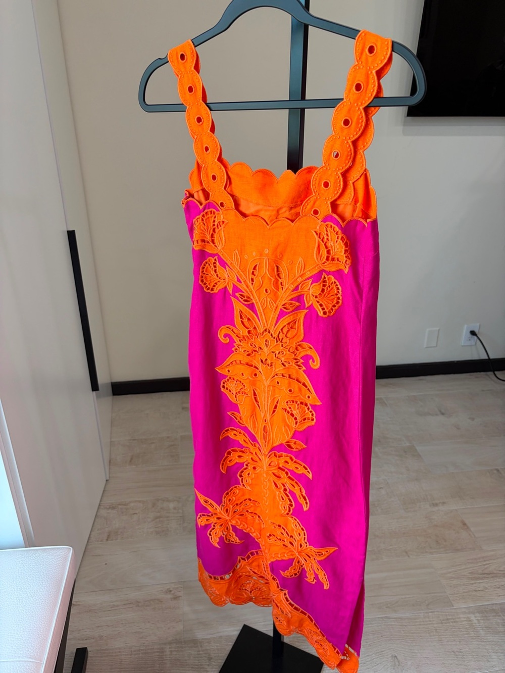 Farm Rio Pink Cutwork Midi Dress - Picture 9 of 10